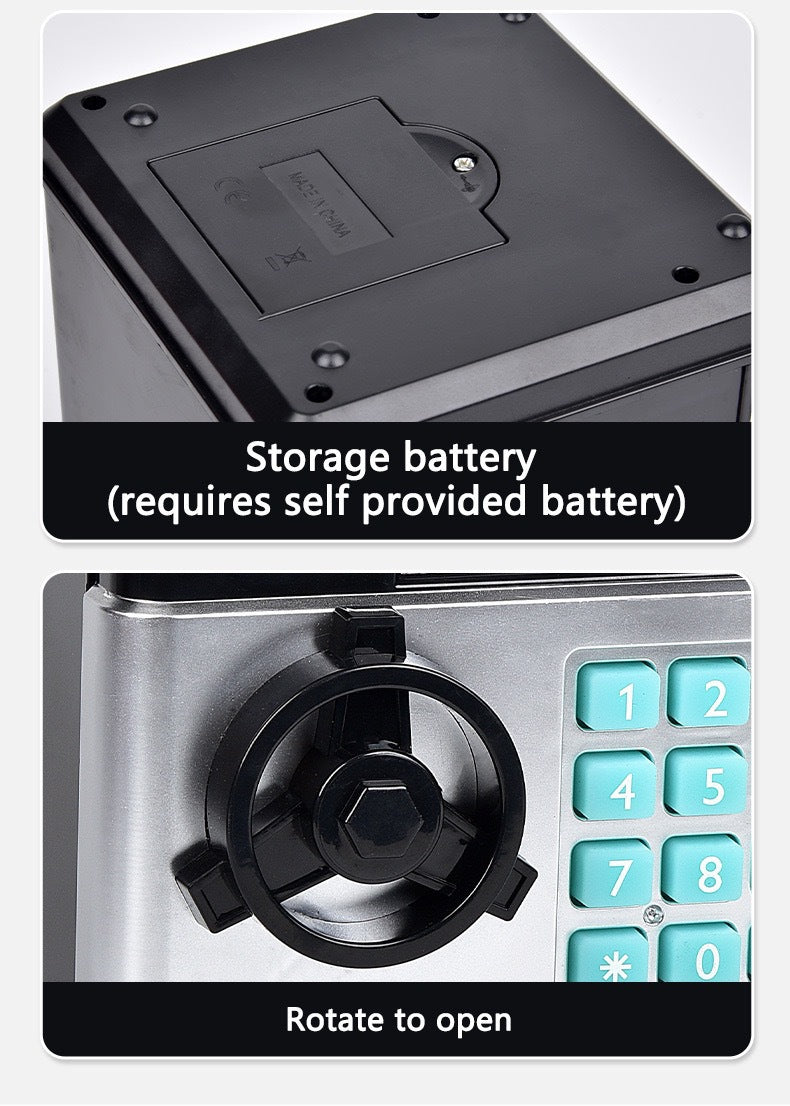 MiniVault | ATM-spaarpot met wachtwoord, elektronische munt- en geldkluis, spaarpot voor kinderen