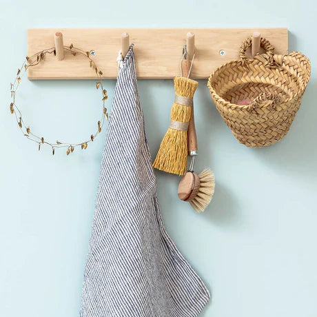 WoodHaven | Rustiek houten wandrek – stijlvolle kapstok en sleutelhouder voor in de hal