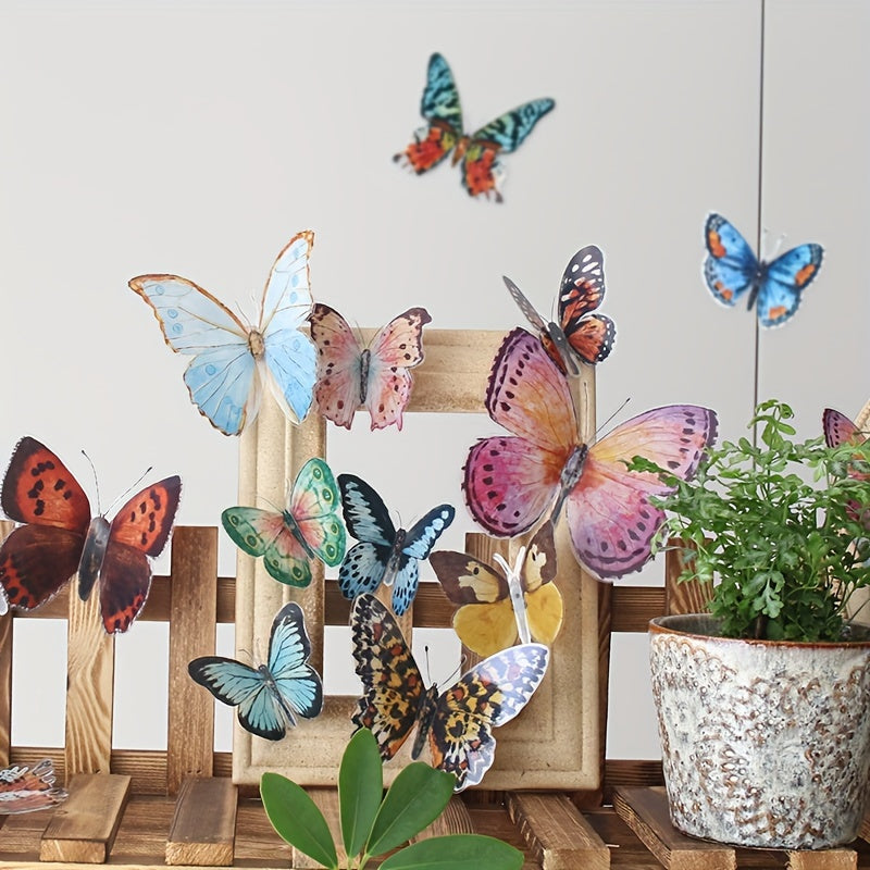 FlutterPop | Set 3D Vlinder Muurstickers – Kleurrijke Waterverf PVC