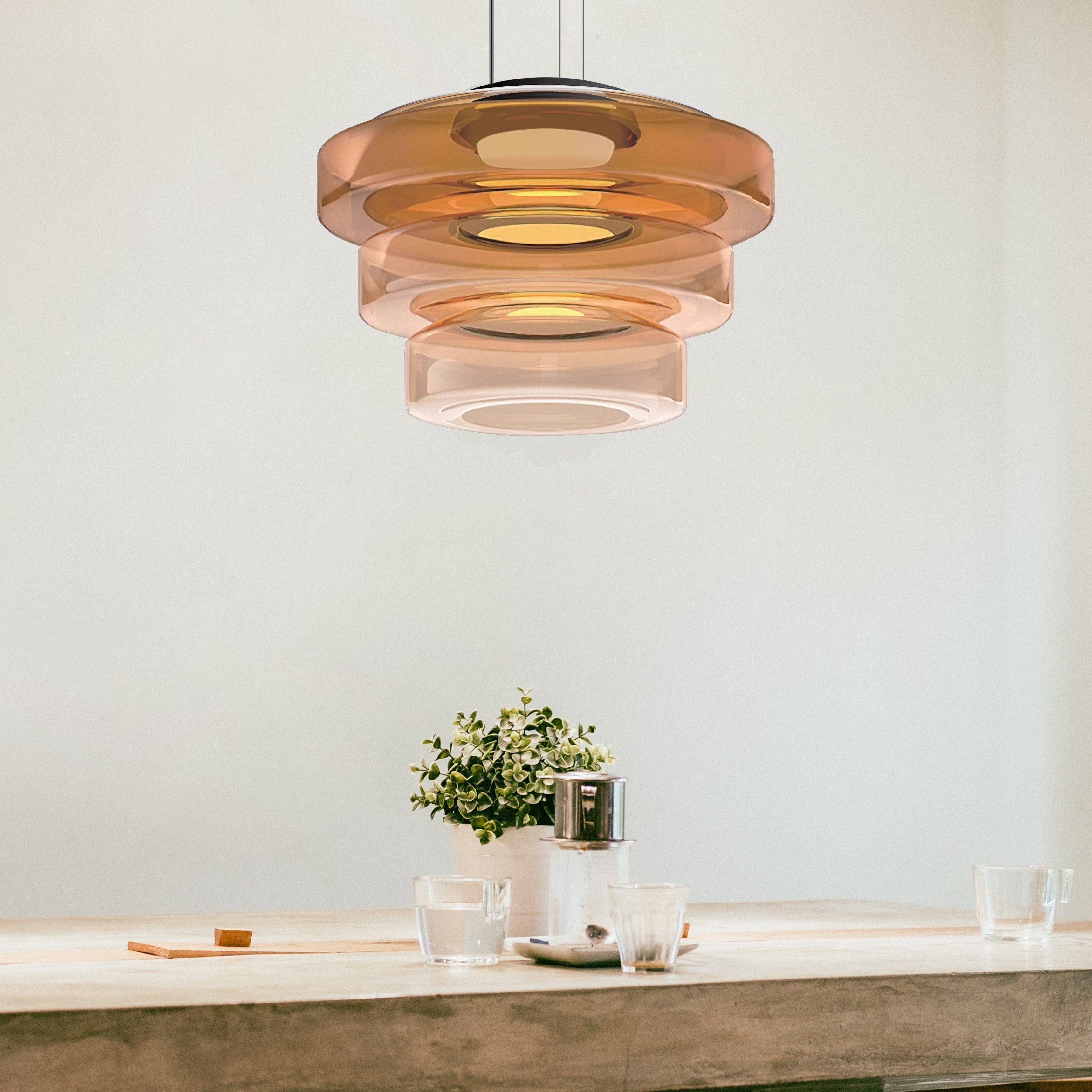 Glowd | Bauhaus glazen hanglamp - LED hanglamp voor moderne woonkamer