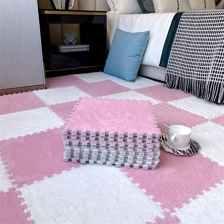 CozyTiles | 12st Verdikte Slaapkamer & Woonkamer Splicing Tapijtdeken Set - Wasbaar Zacht Anti-Daling Mat voor Warme Sfeer