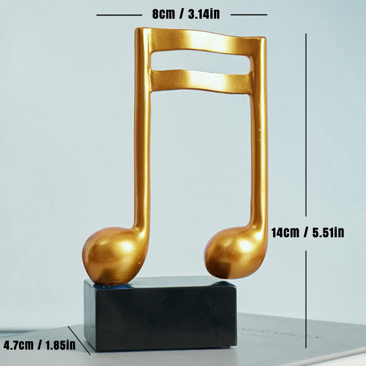 MusicPeak | Bacholdi Muziekfiguurtje – Hars Muzieksculptuur, G-sleutel & Noten, Decoratie voor op Tafel