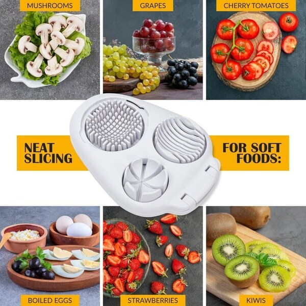 EggCraft | Multifunctionele 3-in-1 eiersnijder - Roestvrijstalen snijder voor plakjes, blokjes en partjes