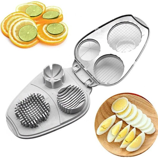 EggCraft | Multifunctionele 3-in-1 eiersnijder - Roestvrijstalen snijder voor plakjes, blokjes en partjes