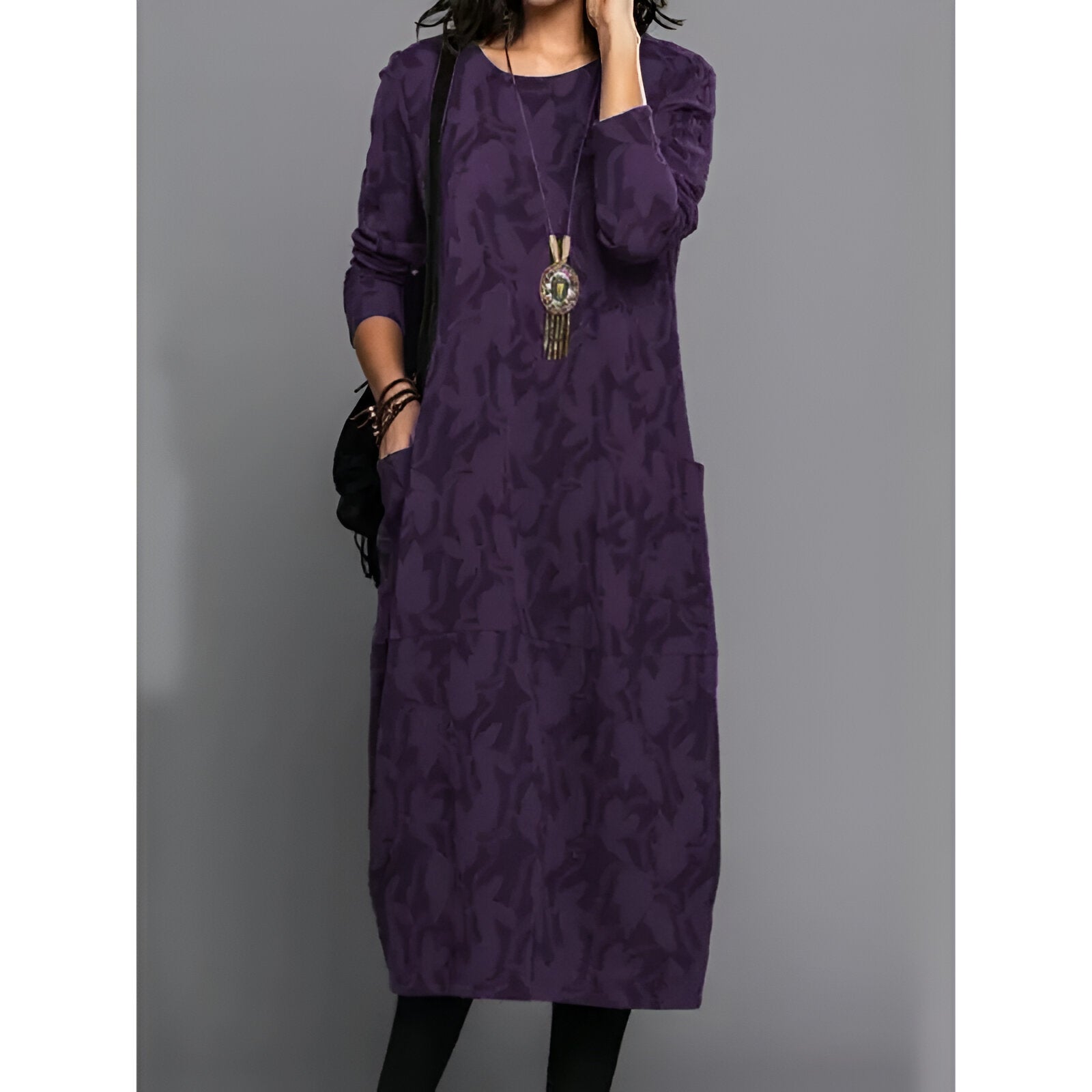 Mylesa | Dames Maxi Jurk met Lange Mouwen en Zakken – Casual Elegante Lange Jurk