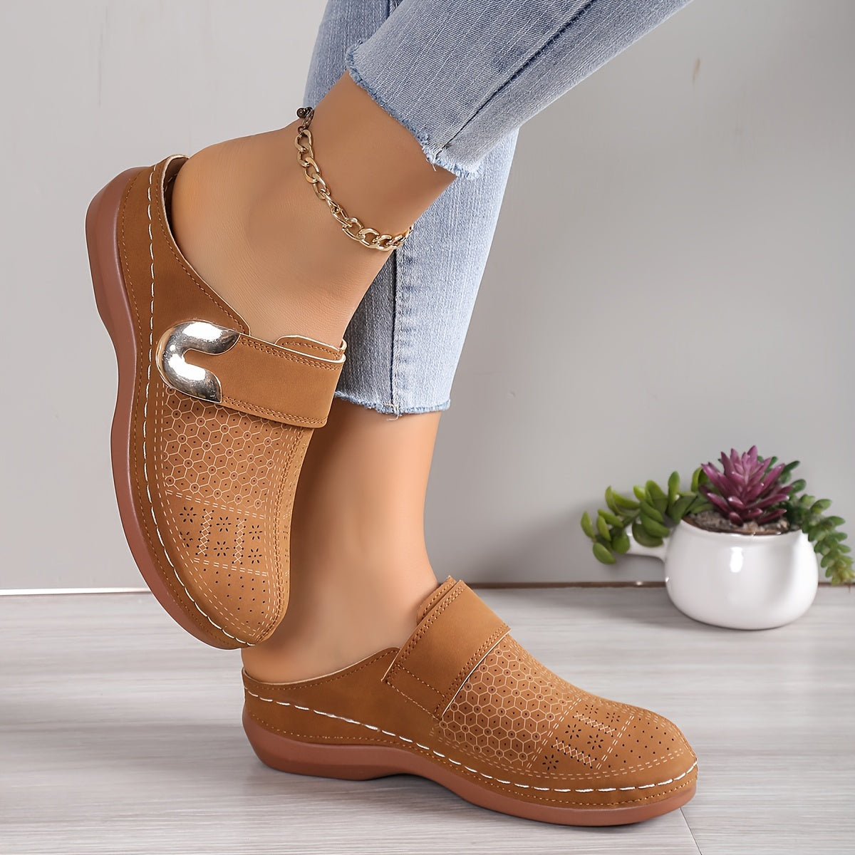OrthoClog | Orthopedische Dames Slip-On Leren Klompen – Comfortabel Ergonomisch Voetbed