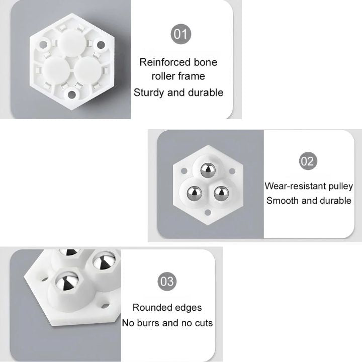 Rollio | 360° roterende 3-kogel Meubelwielen - Zware zelfklevende wielen voor eenvoudige verplaatsing