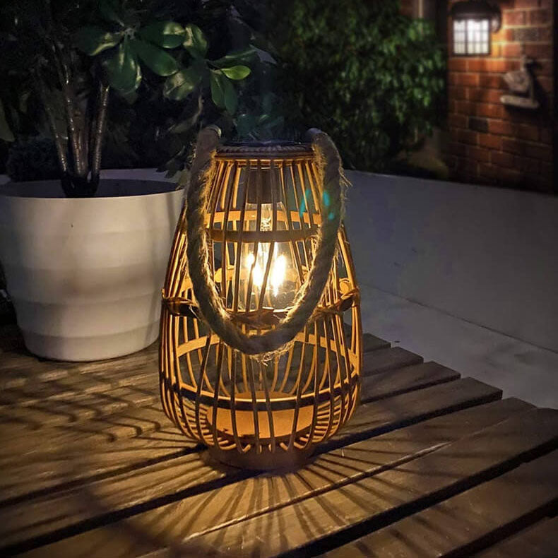 SolarWeave | Solar LED rotan vloerlamp - Waterdichte buitenverlichting voor patio, tuin & tuin