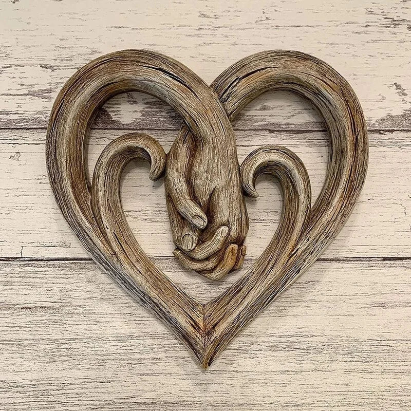 TimberHeart | Handgemaakte houten wanddecoratie in hartvorm – Rustieke woondecoratie, boerderijstijl