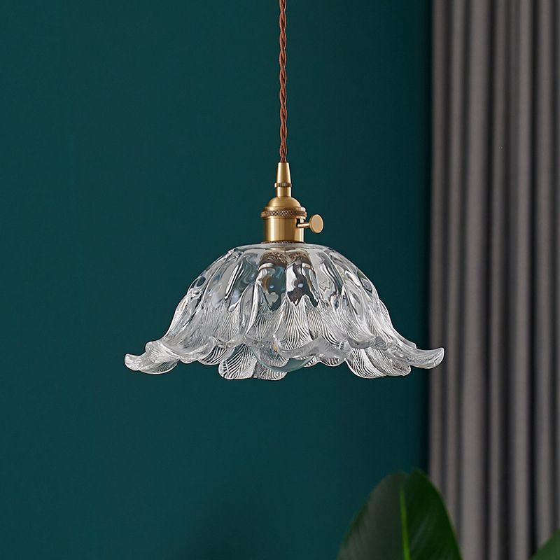 FloraLite | Elegant gouden bloem glazen hanglamp