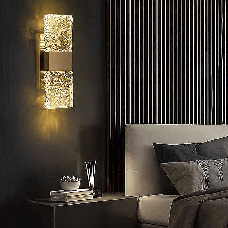 CrystalGleam | Luxe Kristallen Gouden Rechthoek LED Wandarmatuur