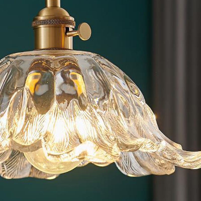 FloraLite | Elegant gouden bloem glazen hanglamp