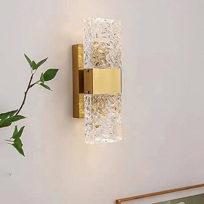 CrystalGleam | Luxe Kristallen Gouden Rechthoek LED Wandarmatuur