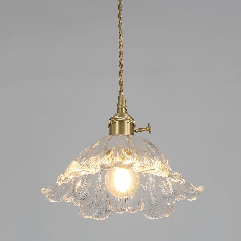 FloraLite | Elegant gouden bloem glazen hanglamp