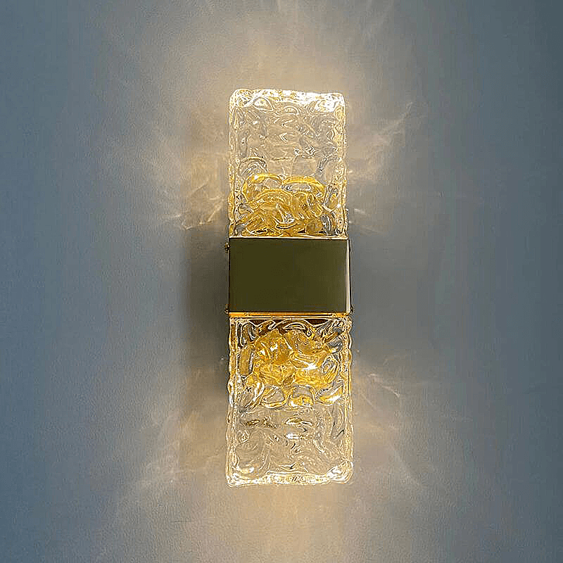 CrystalGleam | Luxe Kristallen Gouden Rechthoek LED Wandarmatuur