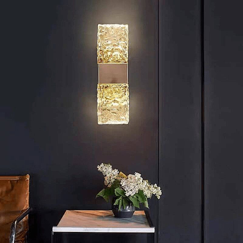 CrystalGleam | Luxe Kristallen Gouden Rechthoek LED Wandarmatuur