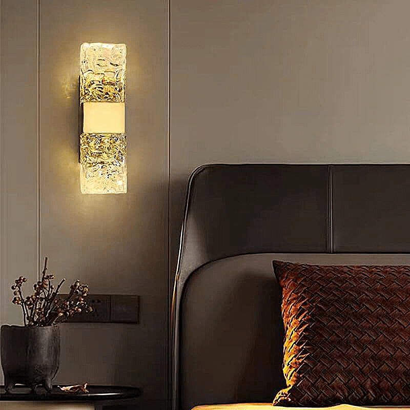 CrystalGleam | Luxe Kristallen Gouden Rechthoek LED Wandarmatuur