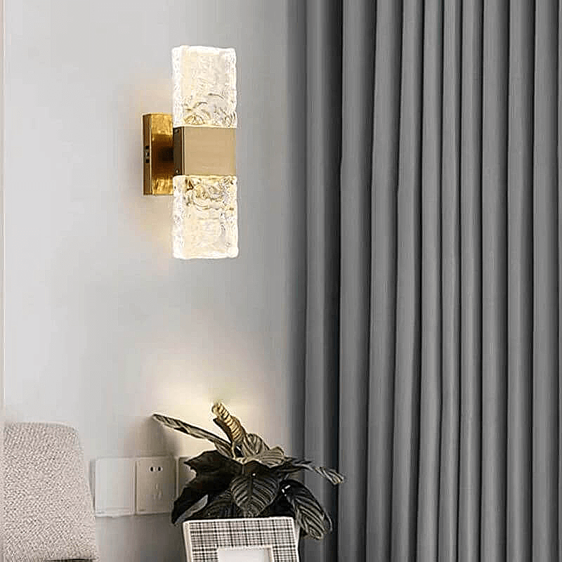 CrystalGleam | Luxe Kristallen Gouden Rechthoek LED Wandarmatuur