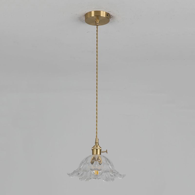 FloraLite | Elegant gouden bloem glazen hanglamp