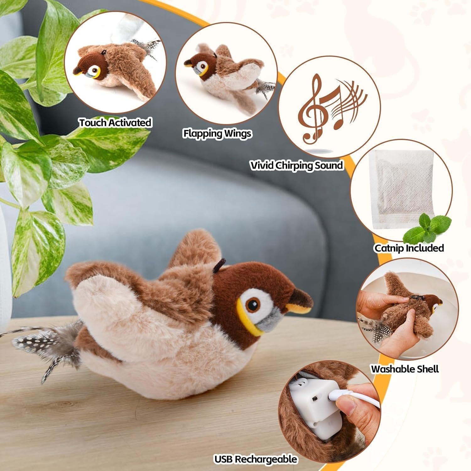 TweetChase | Interactief vogelspeeltje voor katten – Realistisch getjilp, fladderende veren