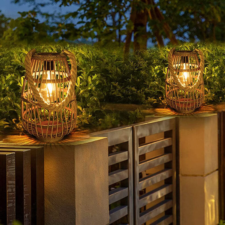 SolarWeave | Solar LED rotan vloerlamp - Waterdichte buitenverlichting voor patio, tuin & tuin