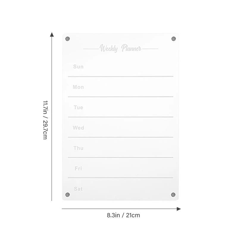 PlanVue | Duidelijke Acryl Wekelijkse Koelkast Planner - Maaltijd & Schema Organisator