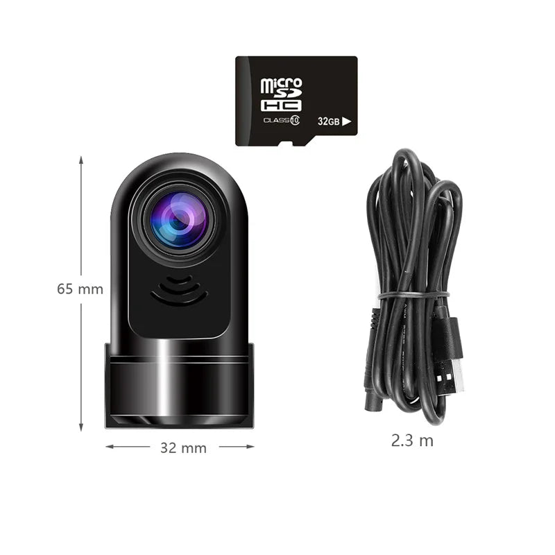 RoadEye | 1080P HD Mini Dashcam - ADAS Veiligheidssysteem, 360° draaiende autocamera, nachtzicht, lusopname