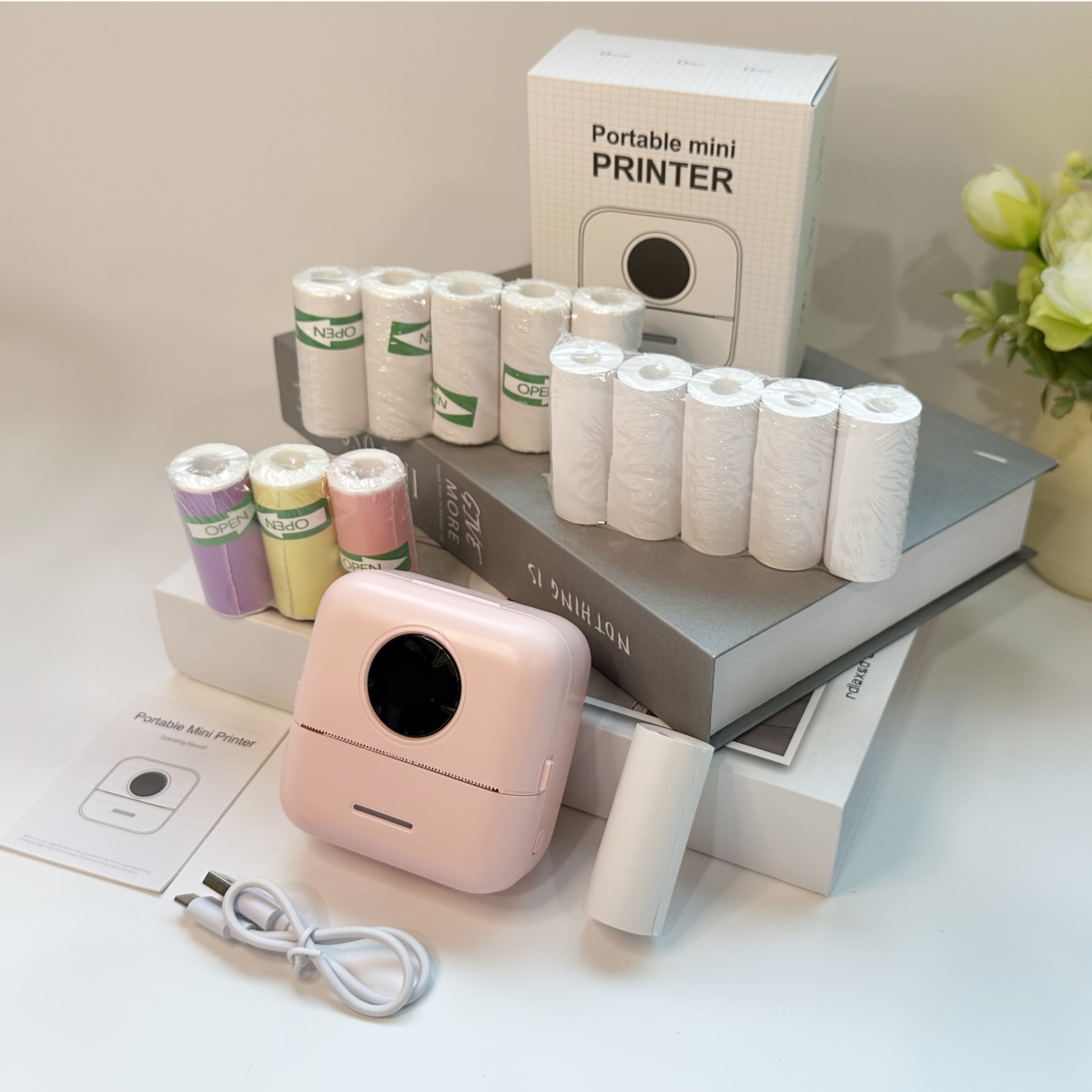 PrintMate | Mini draagbare thermische printer met 14 papierrollen – Foto- en labelafdrukken
