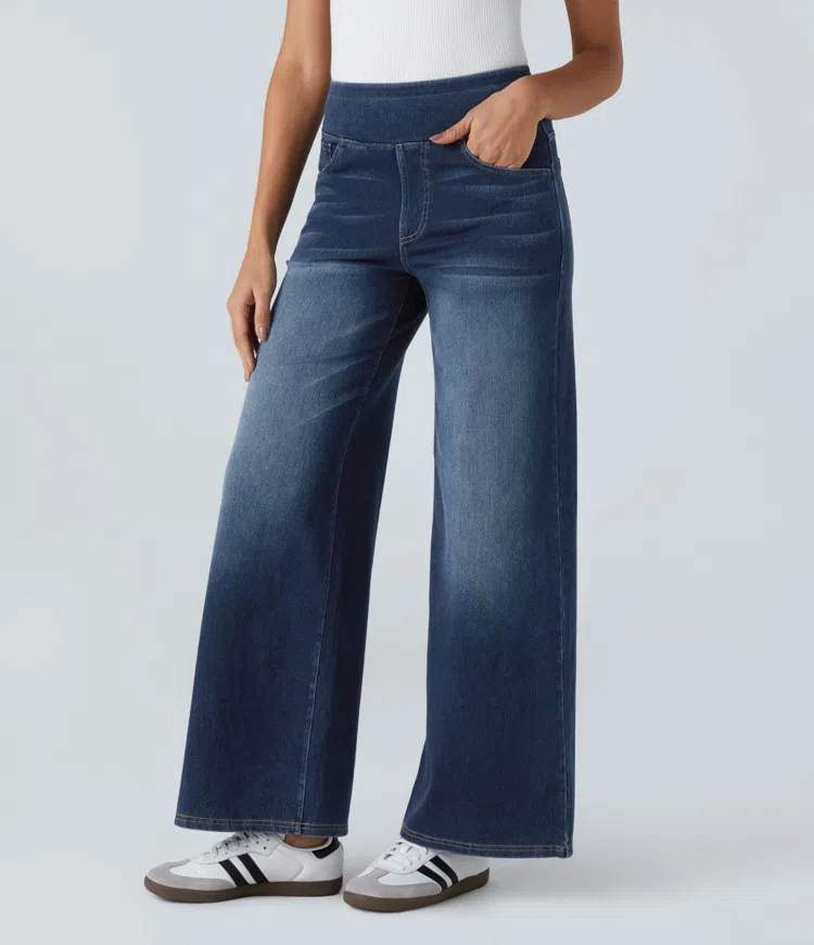 Rexina | Dames high-waisted wijde jeans – Comfortabele stretchdenim, trendy losvallende casual broek