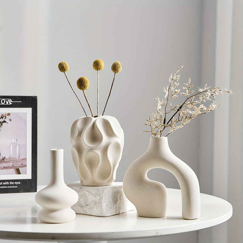 VasaForm | 3-delige Boho keramische vaasset – Moderne Scandinavische minimalistische woondecoratie
