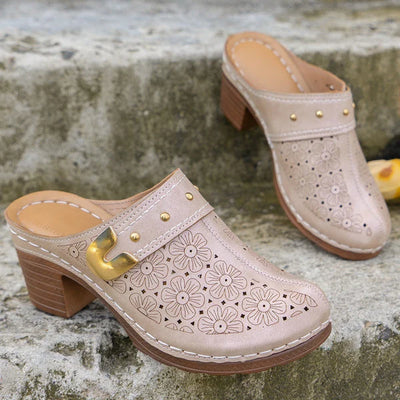 ComfyStride | Dames Gesloten Plateau Sandalen – Orthopedisch, Instapklompen, Leren