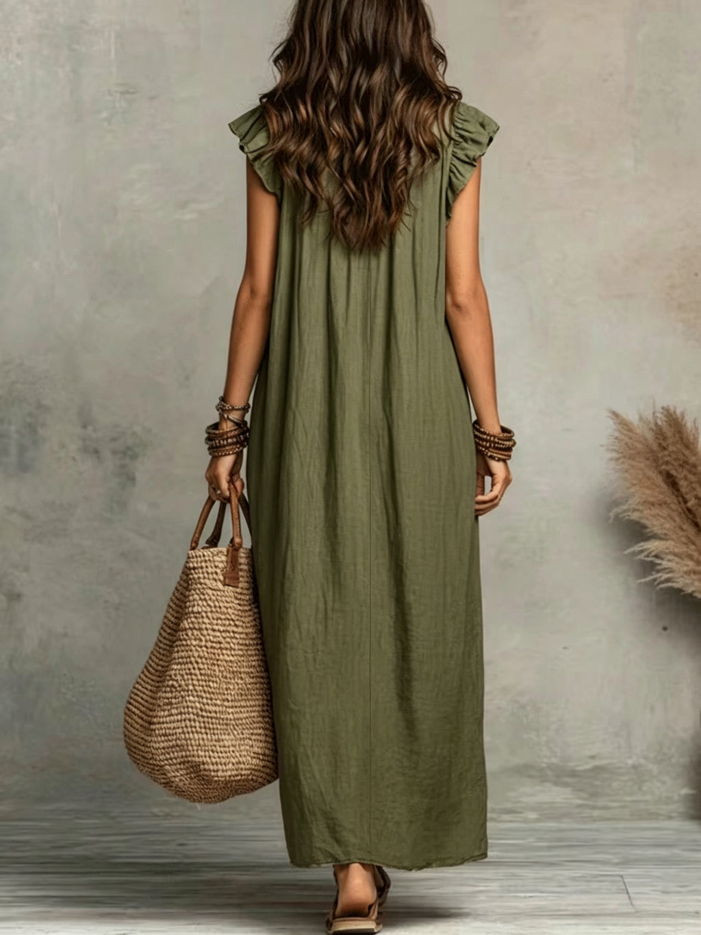 Jyra | Casual-elegante jurk voor dames – Lange, zwierige zomerjurk in boho-stijl met V-hals