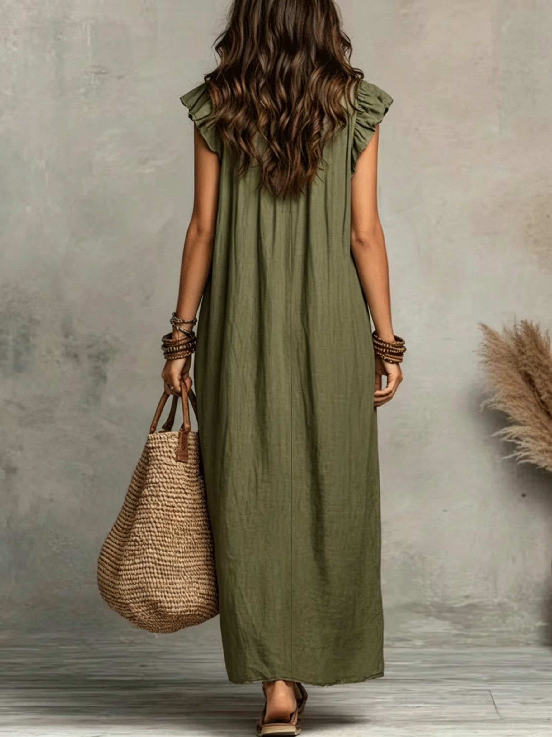 Jyra | Casual-elegante jurk voor dames – Lange, zwierige zomerjurk in boho-stijl met V-hals