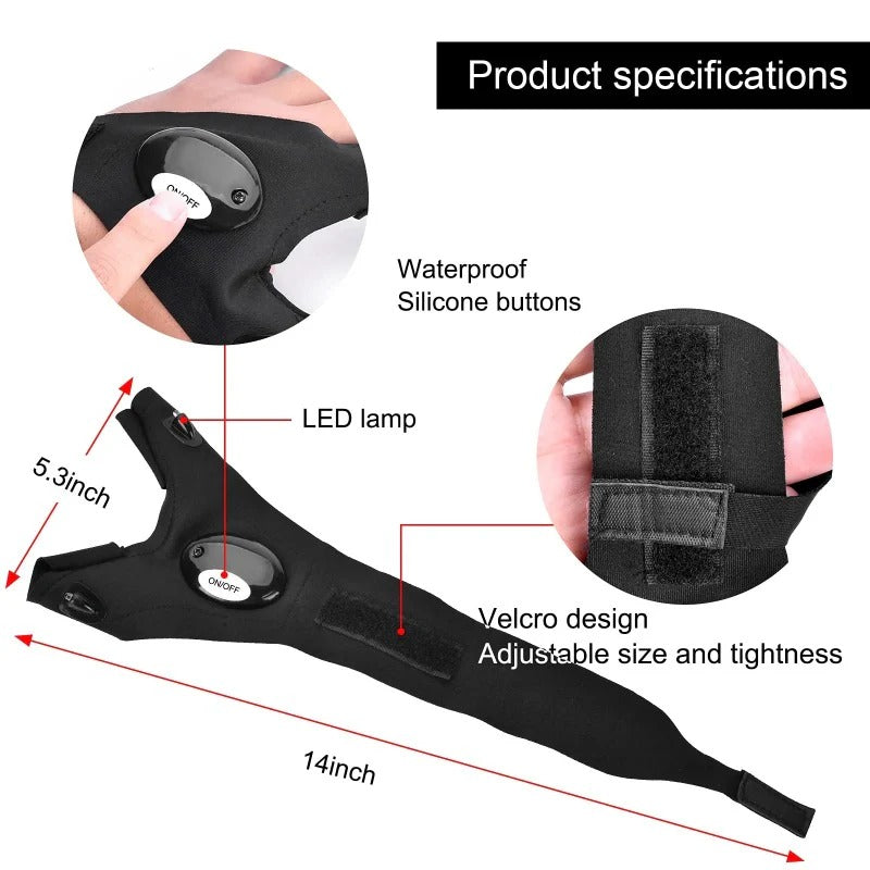 LightGlove | LED-zaklamp handschoenen – handsfree werklamp, waterdichte vingerlampen