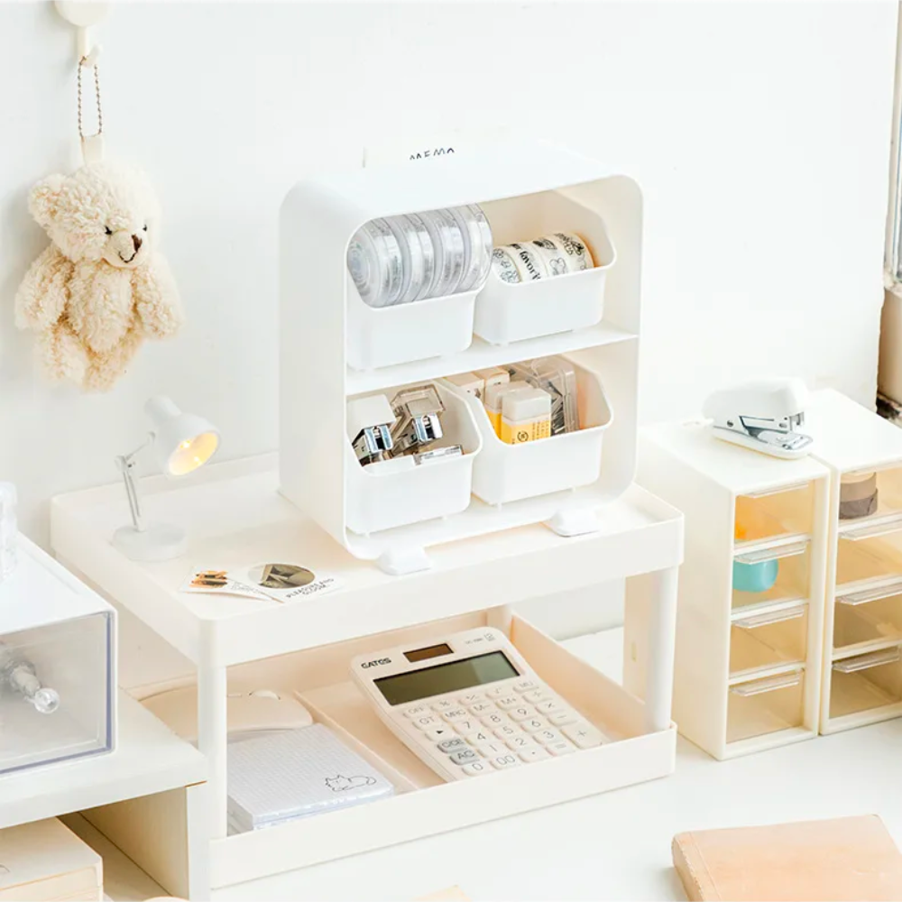 PulliBox | 4-Vak Uittrekbare Bureau Organizer – Opbergdoos voor Kleine Items & Bureauspullen