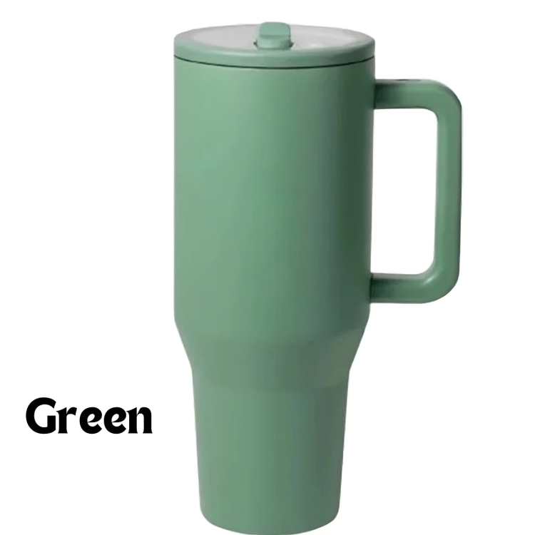ThermoSip | Geïsoleerde reismok van 40 oz met handvat en flip-stro – Dubbelwandige thermobeker