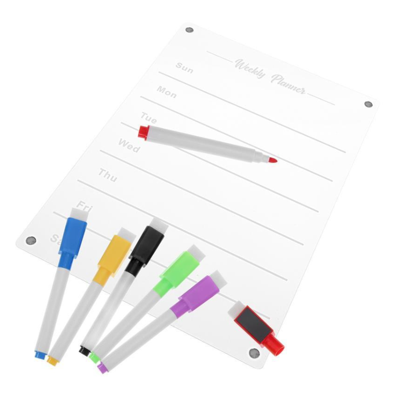 PlanVue | Duidelijke Acryl Wekelijkse Koelkast Planner - Maaltijd & Schema Organisator