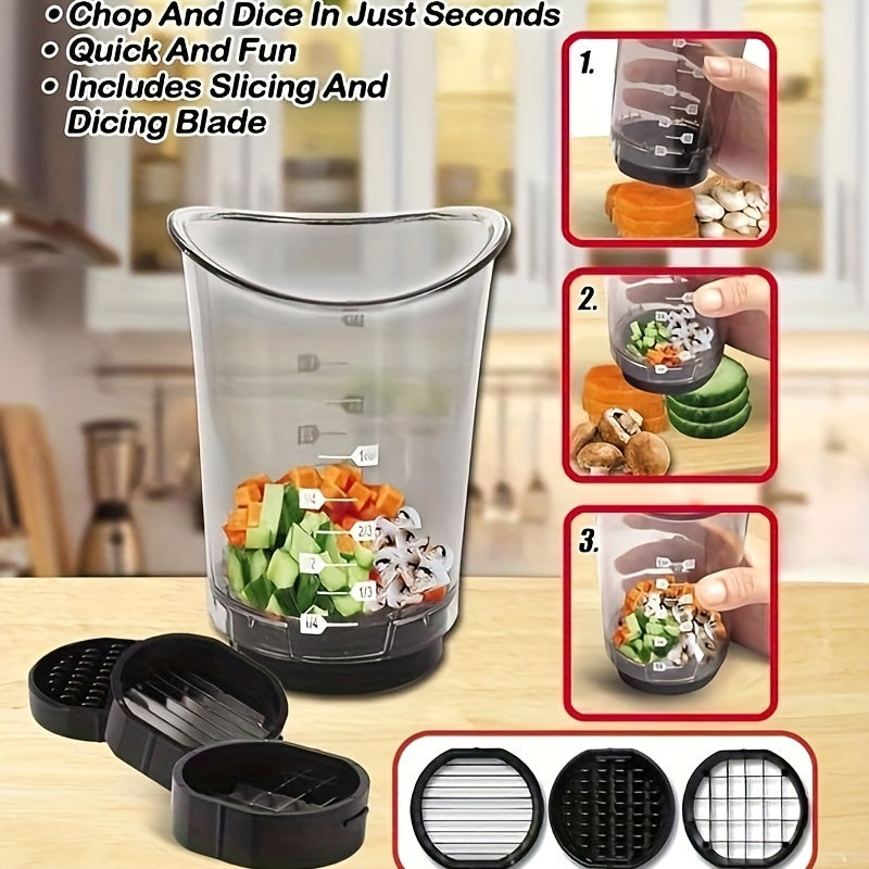 SliceX | 3-in-1 Handmatige Snijder & Hakker - Groente-, Fruit- en Kaassnijder, Compact Keukenhulpmiddel