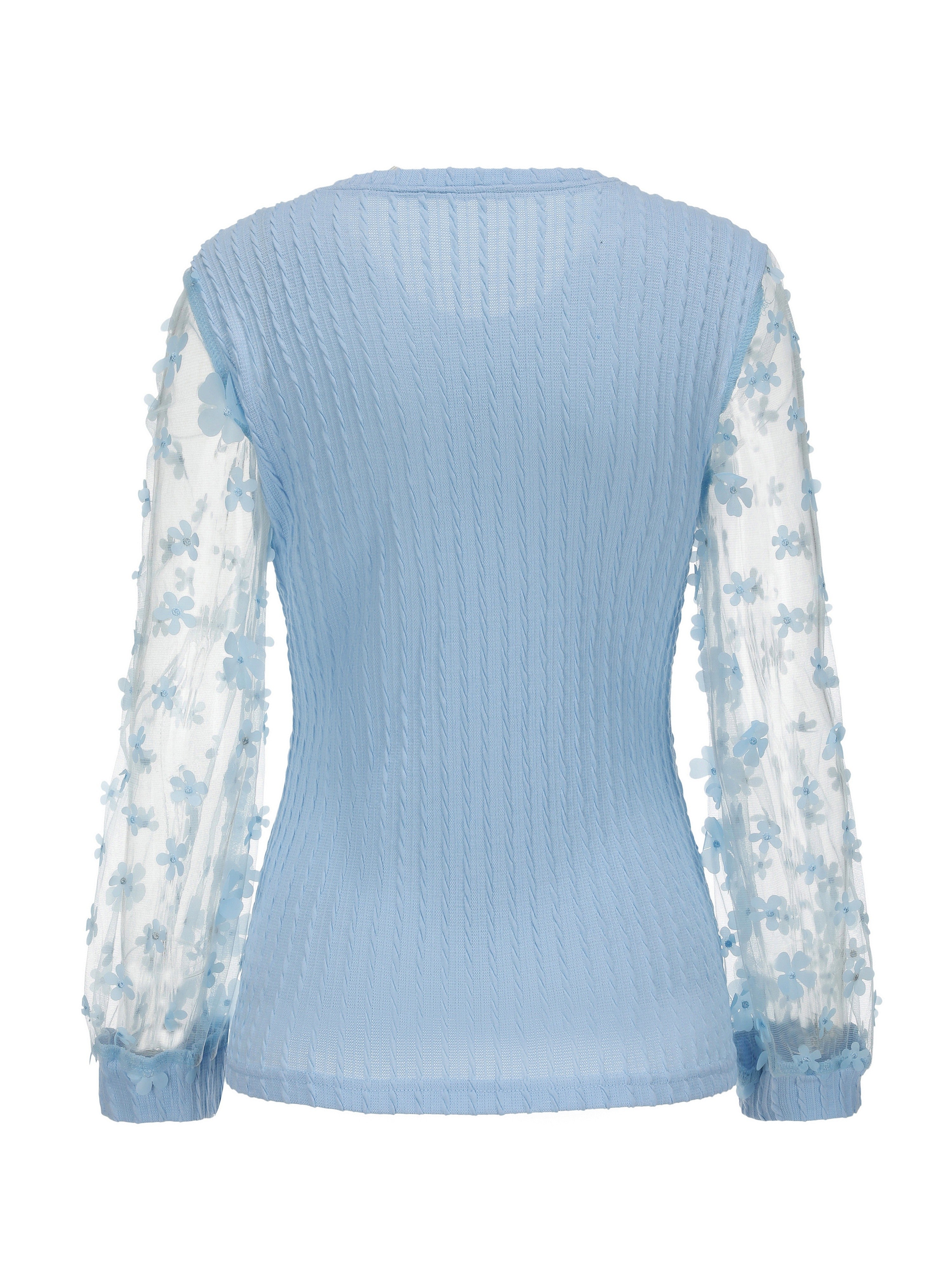 Delyssa | Damesblouse met structuur en ronde hals – met lichtgewicht mesh-details