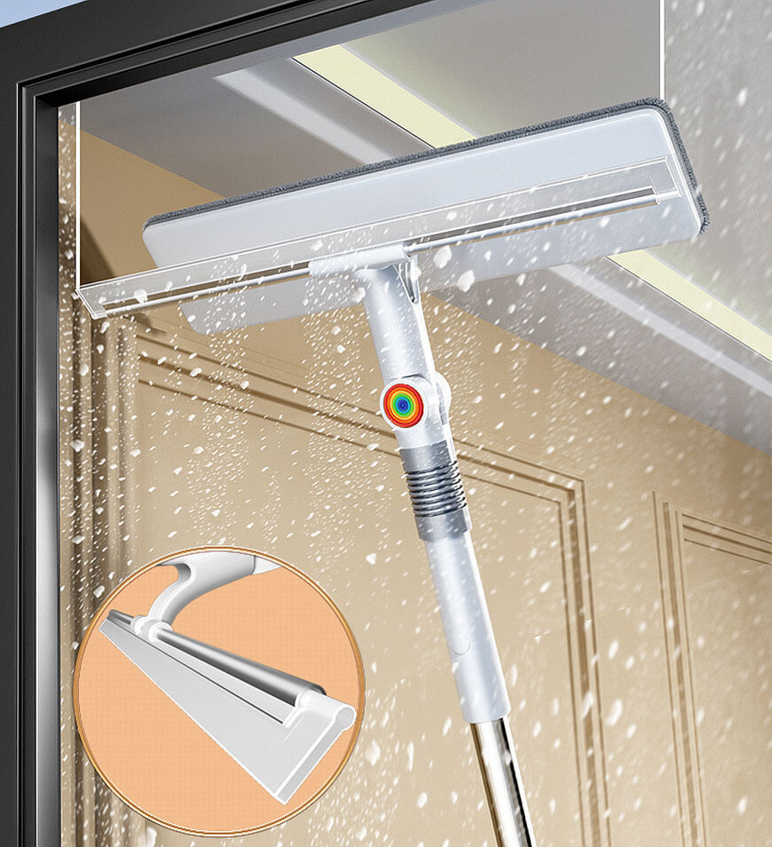 WindoWiz | Dubbelzijdige ruitenwisser – 2-in-1 glasreiniger, streeploze raamwisser met microvezelpads