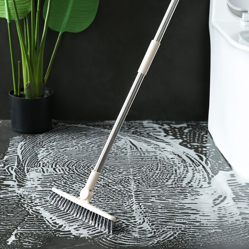 TwirlClean | Badkamervloerborstel - Roterende schrobborstel met harde haren en lange steel voor het schoonmaken van badkuipen en tegels