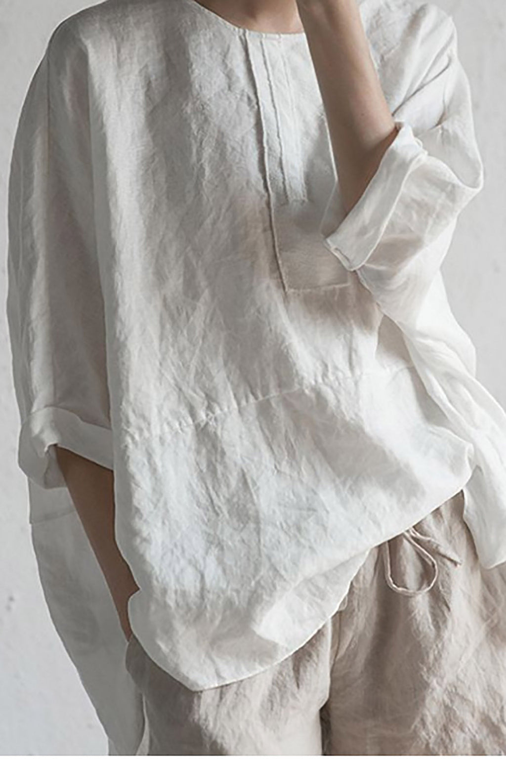 Ziva | Linnen blouse voor dames – Zomerblouse met losse pasvorm, halflange mouwen