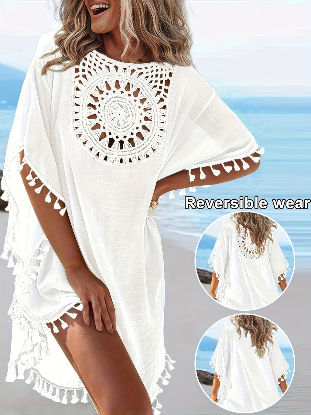 Alora | Boho-strandjurk voor dames – Lichtgewicht zomerse kaftan met V-hals