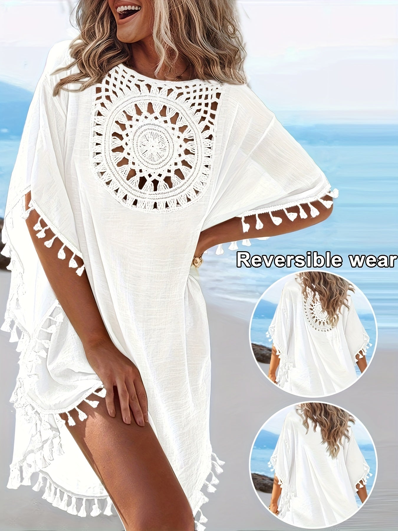 Alora | Boho-strandjurk voor dames – Lichtgewicht zomerse kaftan met V-hals