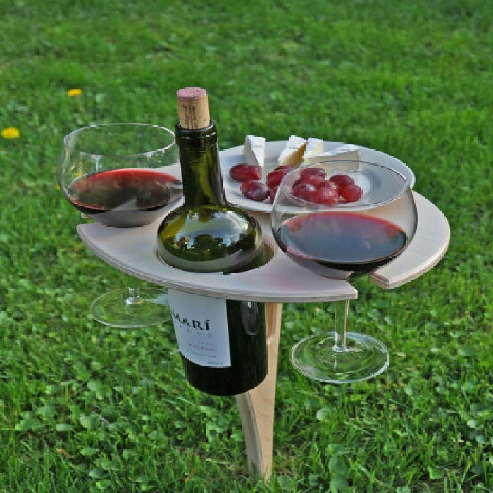 ChardBoard | 4-in-1 draagbare houten picknick wijntafel - uitklapbare houders voor glazen en flessen