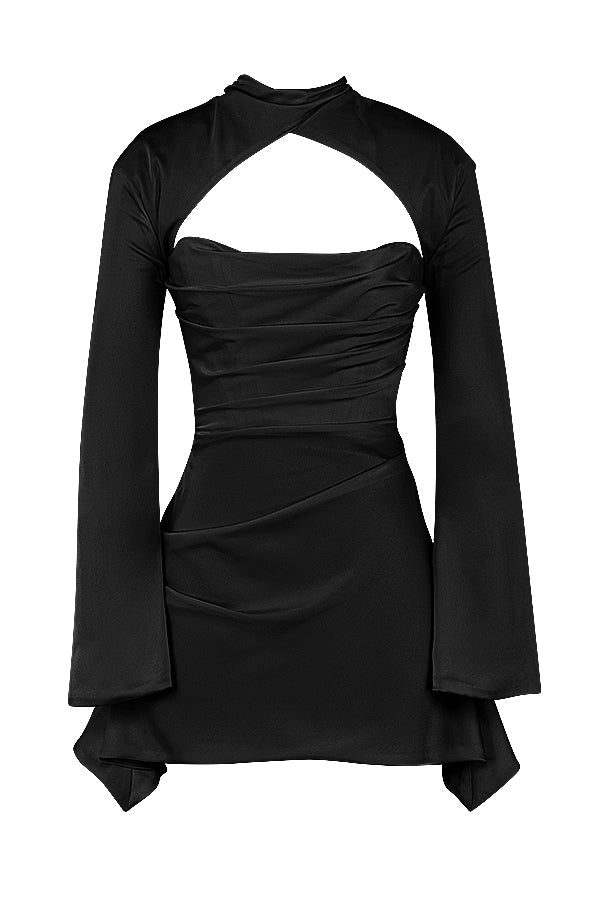 Fiera | Elegante bodycon-jurk voor dames – Minijurk met uitsnijdingen en lange mouwen