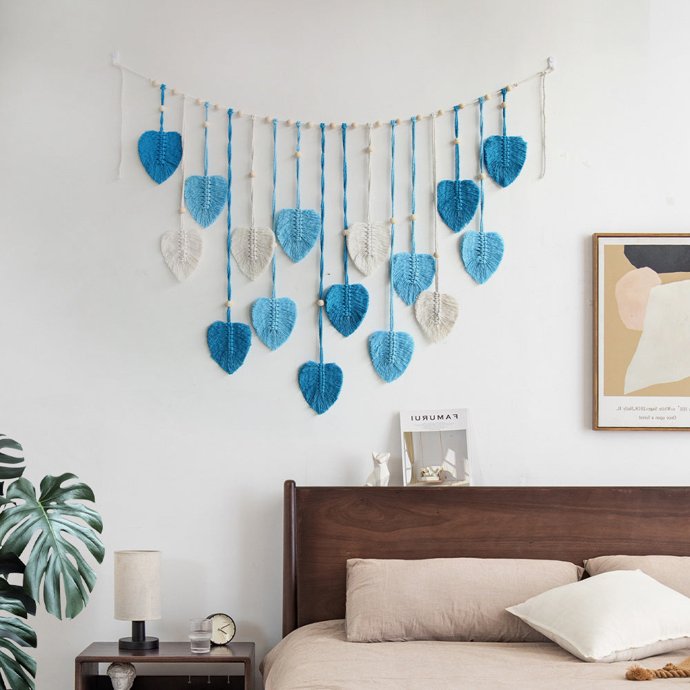 VerdantWeave | Boho Macrame Bladeren Slinger - Boven bed & woondecoratie