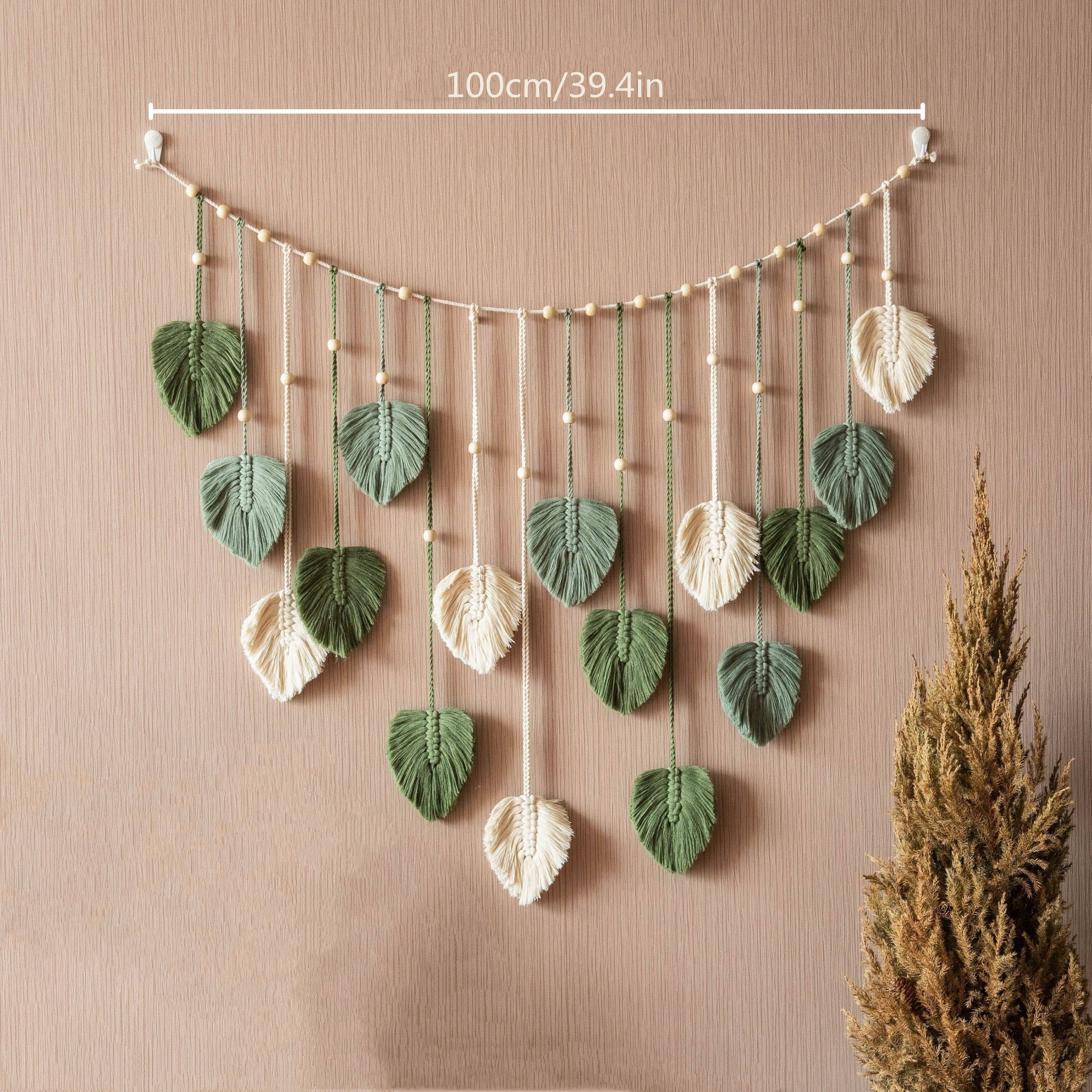 VerdantWeave | Boho Macrame Bladeren Slinger - Boven bed & woondecoratie