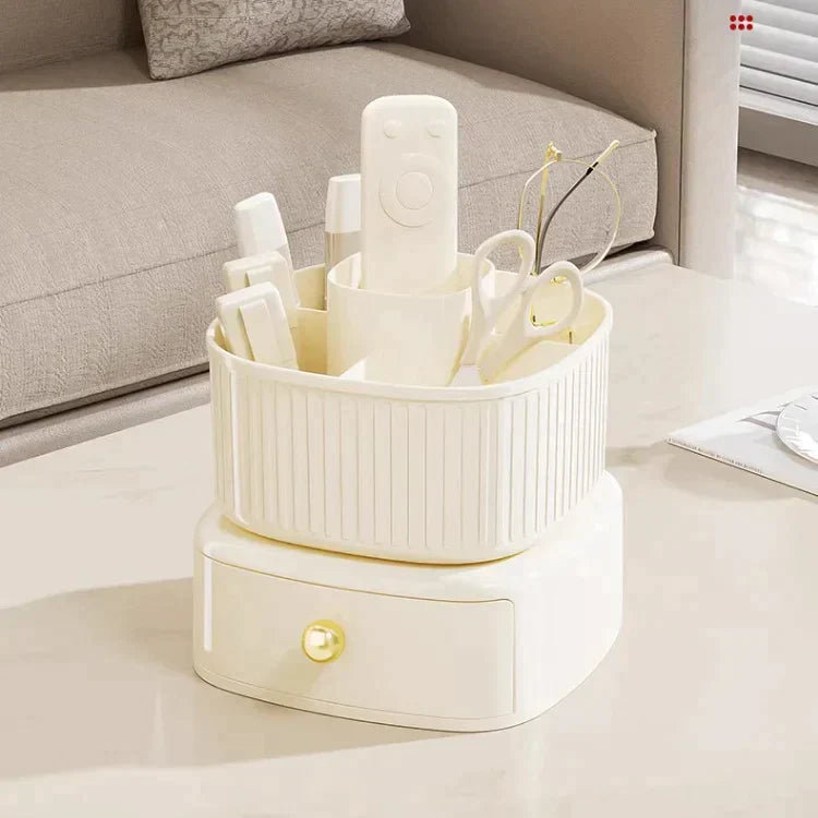 BrushHalo | Make-upborstelhouder met dubbele draai – Stijlvolle cosmetica-opbergruimte met meerdere lades