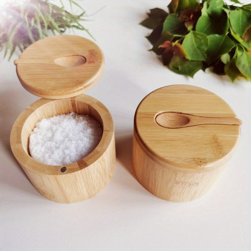 RusticJar | Houten Zoutdoos, Opbergpotje met Deksel, Keuken Kruidencontainer, Houten Zoutkelder voor Keukenopslag